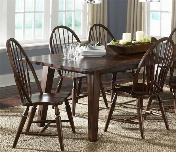 Cabin Fever Collection 121-dr-5rls 5-piece Dining Room Set With Rectangular Leg Table And 4 Windsor Back Side Chairs In Bistro Brown