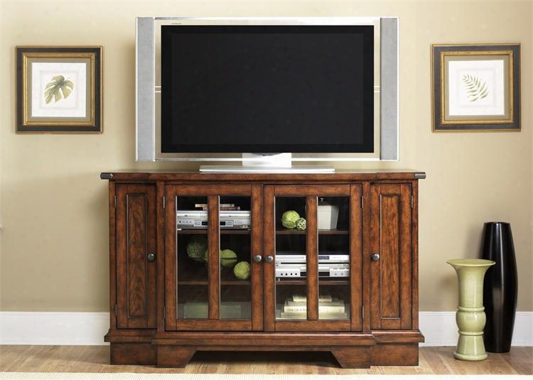 Cabin Fever Collection 121-tv60 60" Tv Console With Breakfront Design Four Adjustable Shelves And Wire Management In Bistro Brown