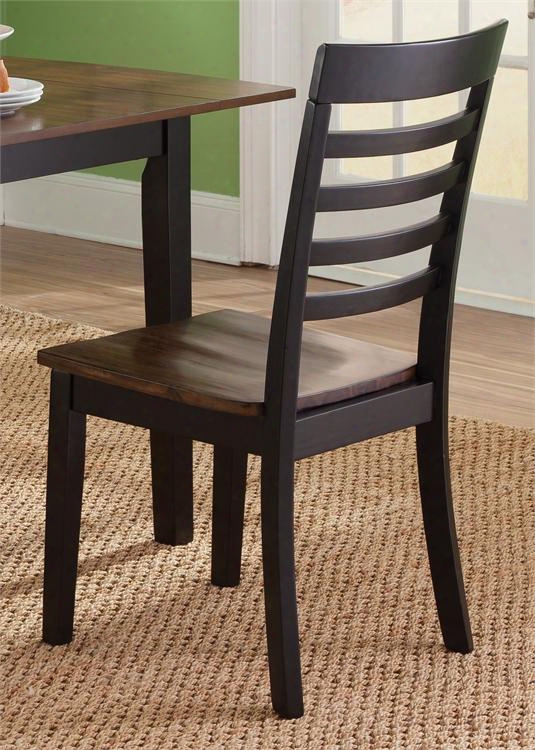 Cafe Collection 56-c160-rta 38" Side Chair With Slat Back Nylon Chair Glides And Two Tone Finish In Black And Cherry