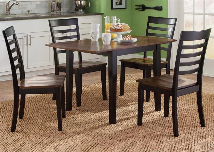 Cafe Collection 56-cd-5dls 5-piece Dining Room Set With Drop Leaf Table And 4 Side Chairs In Black And Cherry