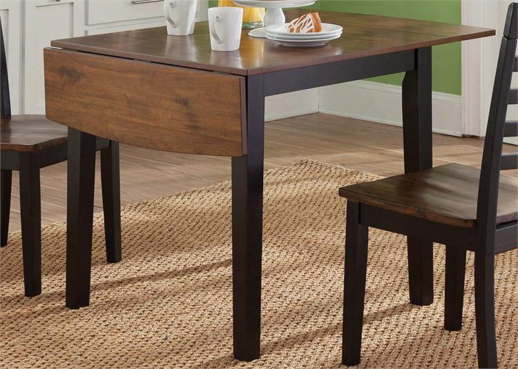 Cafe Collection 56-t3048 30" - 48" Drop Leaf Table With Two 9" Drop Leaves Tapered Legs And Two Tone Finish In Black And Cherry