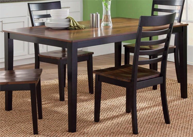 Cafe Collection 56-t3660 60" Rectangular Dining Table With Tapered Legs Apron And Two Tone Finish In Black And Cherry