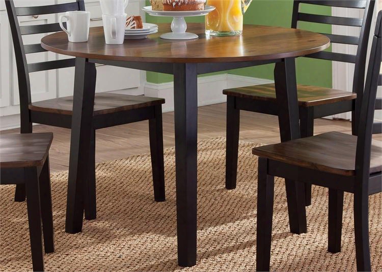 Cafe Collection 56-t4242 42" Round Dining Table With Tapered Legs Apron And Two Tone Finish In Black And Cherry