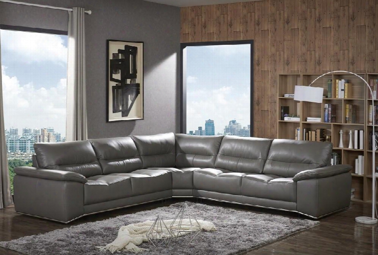 Cagliari Collecttion 181384 122" 5-piece Leather Sectional With Left Arm Facing Chair 2x Armless Chairs Corner Wedge And Right Arm Facing Chair In