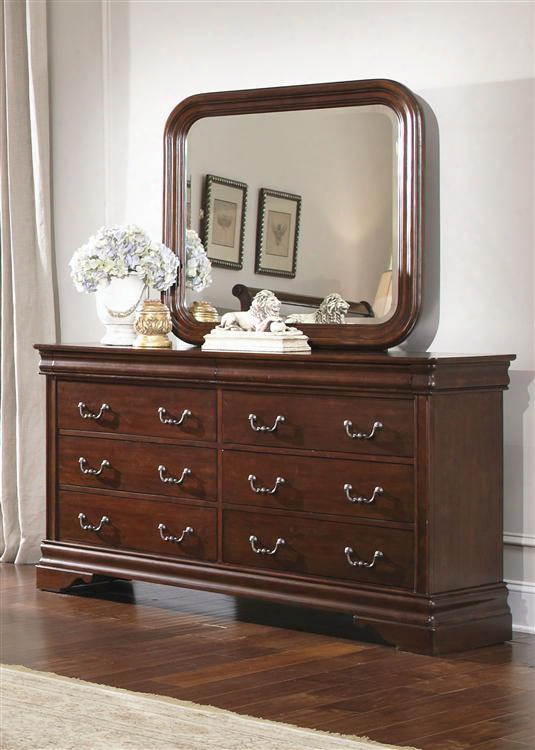 Carriage Court Collection 709-br-dm 2-piece Bedroom Set With Dresser And Mirror In Mahogany Stain