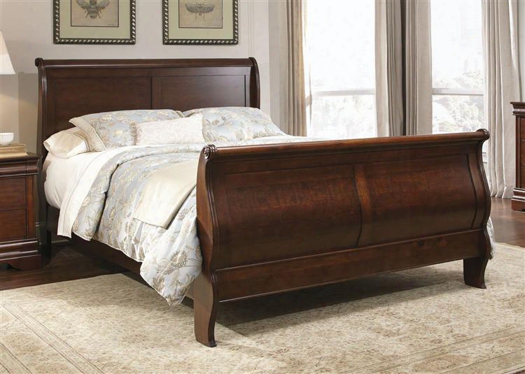 Carriage Court Collection 709-br-ksl King Sleigh Bed With Classic Louis Philippe Styling Bolt-on Rail Shstem And Center Suported Slat System In Mahogany