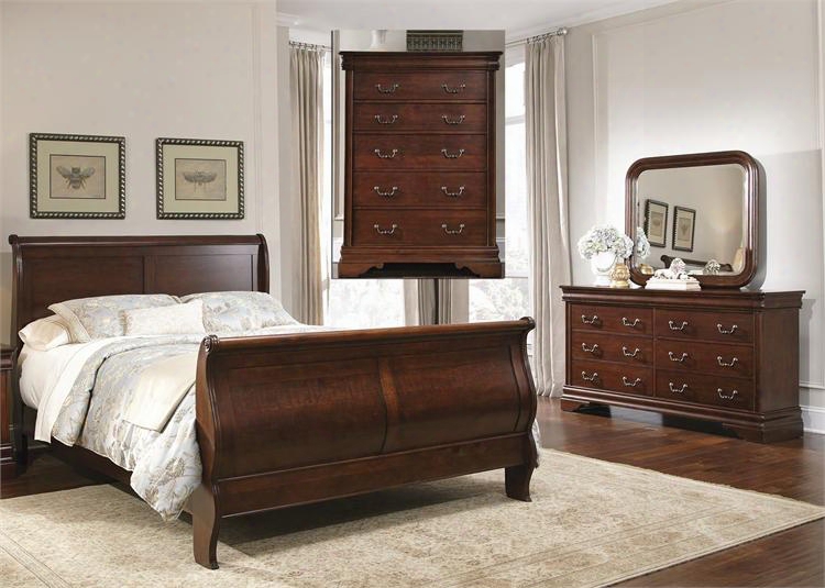 Carriage Court Collection 709-br-ksldmc 4-piece Bedroom Set With King Sleigh Bed Dresser Mirror And Chest In Mahogany Stain