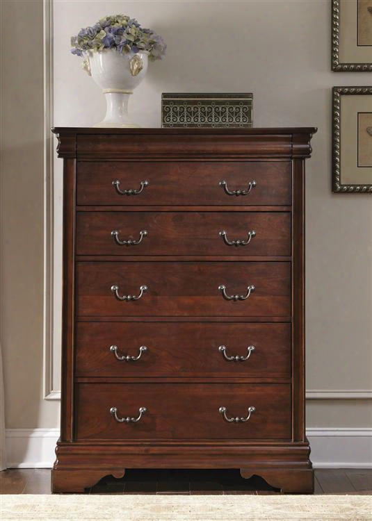 Carriage Court Collection 709-br41 40" Chest With 6 Drawers Hidden Top Drawer Full Extension Glides And Bottom Case Dust Proofing In Mahogany Stain