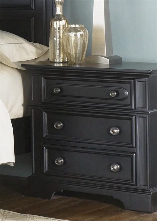 Carrington Ii Collection 917-br61 28" Night Stand With 3 Drawers French & English Dovetail Construction And Crown Molding In Black