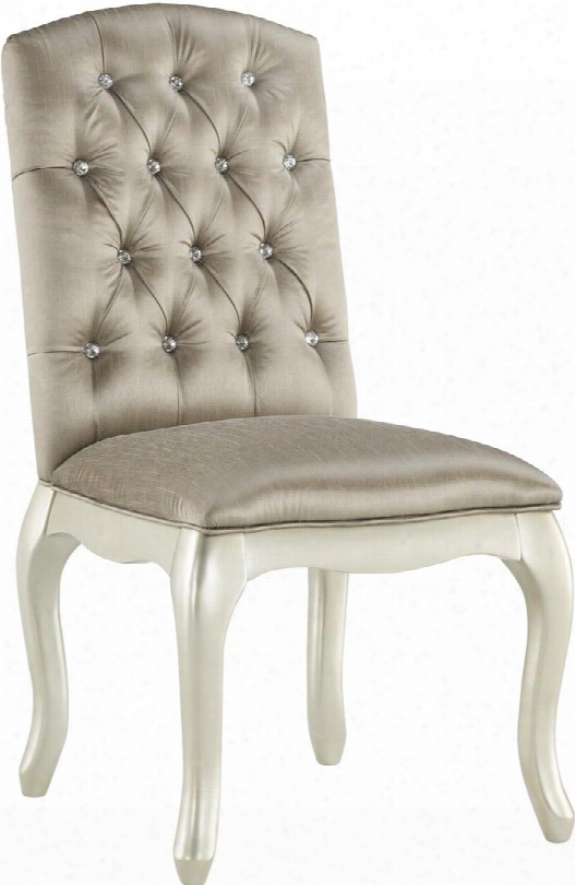 Cassimore Collection B750-01 19" Chair With Fabric Upholstery Cushioned Seating And Back Faux Crystal Button Tufting And Cabriole Legs In