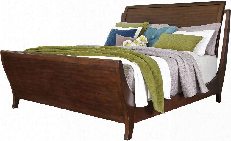 Contour Collection 8084123 King Size Sleigh Bed With Clean Line Design Short Curved Legs Asian Hardwoods And Cherry Veneer Construction In Cherry