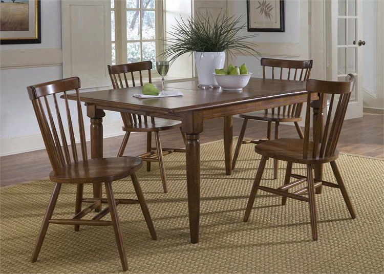 Creations Ii Collection 38-cd-5bls 5-piece Dining Room Set With Butterfly Leaf Table And 4 Copenhagen Side Chairs In Tobacco