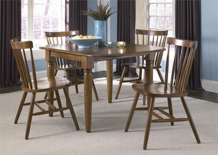 Creations Ii Collection 38-cd-5dls 5-piece Dining Room Set With Drop Leaf Table And 4 Copenhagen Side Chairs In Tobacco