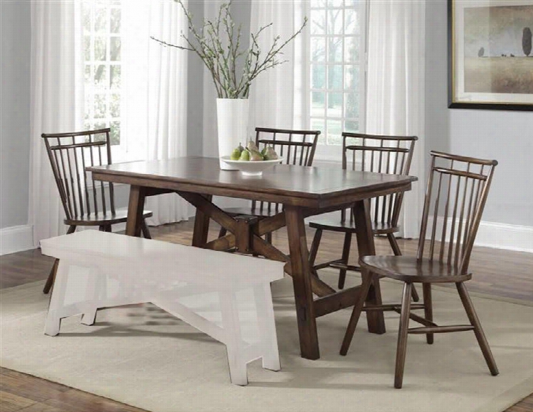 Creations Ii Collection 38-cd-5rls 5-piece Dining Room Set With Rectangular Dining Table And 4 Spindle Back Side Chairs In Tobacco