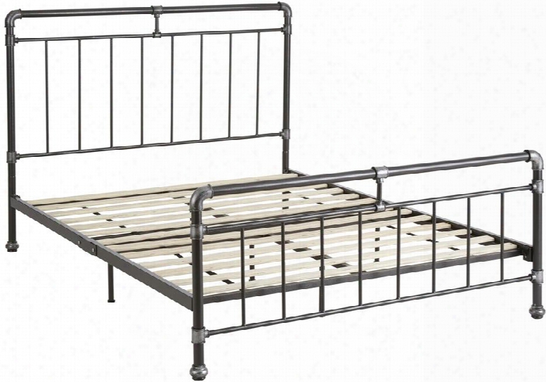 Cschamqn Chambers Pewter Industrial Design Platform Bed Frame Queen