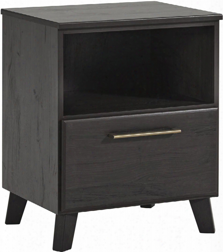 Daltori Collection B273-91 20" Nightstand With 1 Drawer 1 Open Compartment Usb Ports Sleke Bar Pull Short Tapered Legs Side Roller Glides And Replicated