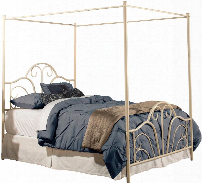 Dover 1965bk King Sized Bed With Headboard Footboars Canopy Legs Frame And Scroll Design In Cream