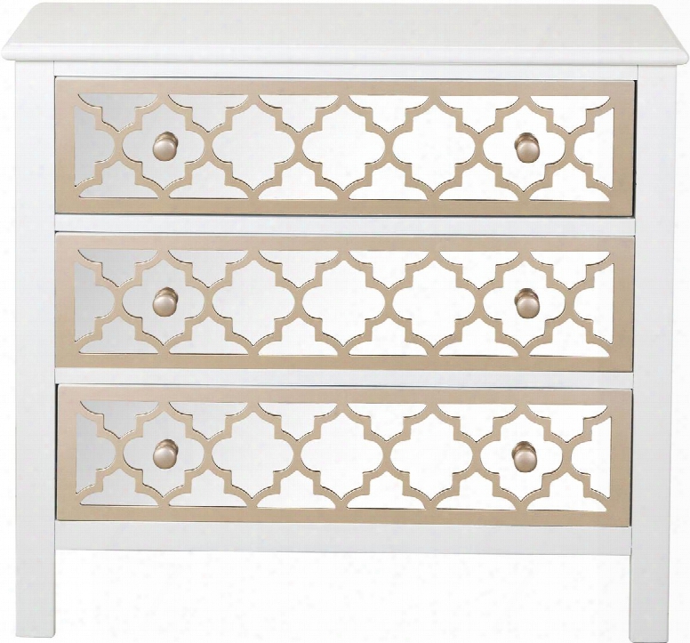 Ds-a259-850 Drawer Chest With Mirrored Drawer Fronts Champagne Finish Hardware And Three Drawers For Storage In