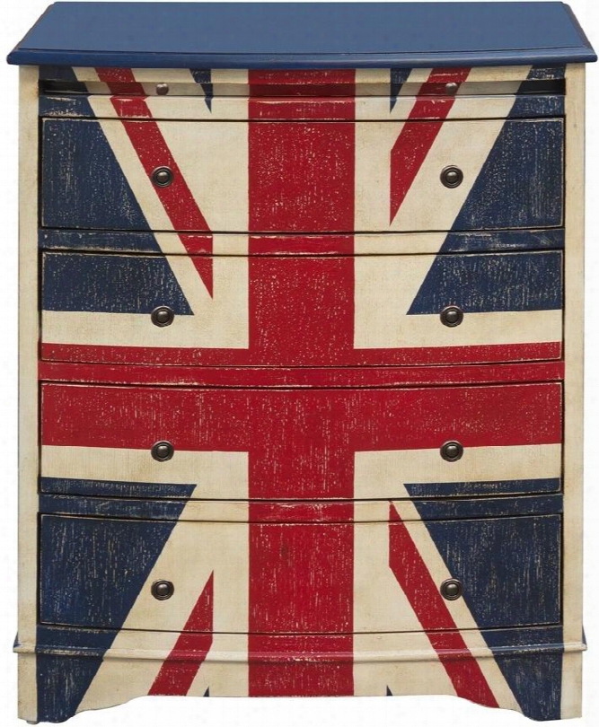 Ds-d018005 Drawer Chest With Four Drawers Pull Out Shelf And Union Jack Detail In