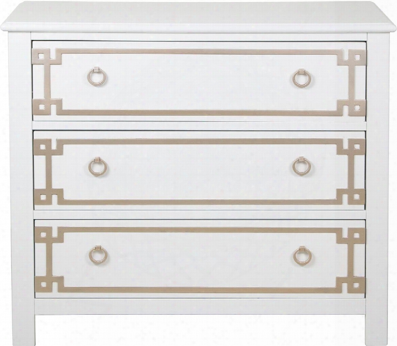 Ds-d018010 Drawer Chest With Simple Ring Pulls Three Drawers And Greek Key Inspired Overlay In Semi-gloss Happy