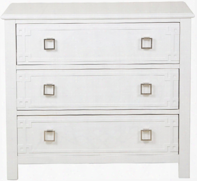 Ds-d018011 Drawer Chest With Rectangular Pull Hardware Greek Key Inspired Overlay And Three Drawers In Semi-gloss Happy