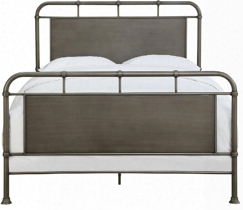 Ds-d040001-290 Industrial Queen Metal Bed With Three Slats And Four Support Legs In Burnished