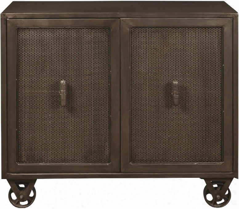 Ds-p006005 Hyde Two Door Accent Chest With Trolley-style Wheels Two Doors And One Adjustable Wood Shelf In