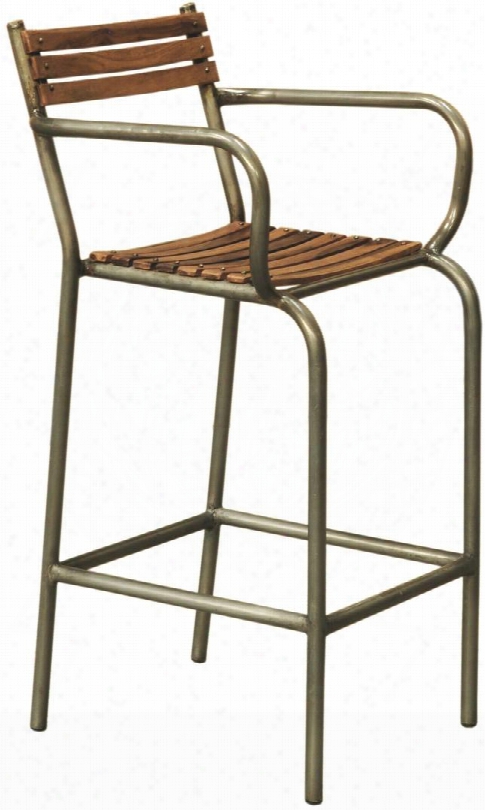 Ds-p006045 Rustic Barclay Wood And Metal Frame Barstool With Bennt Tube Me Tal Frame Wood Slat Seat And Back In