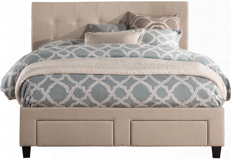 Duggan 1284bkrs2 King Sized Bed With Upholstered Headboard Storage Footboard And 2 Front Storage Side Rails In Linen