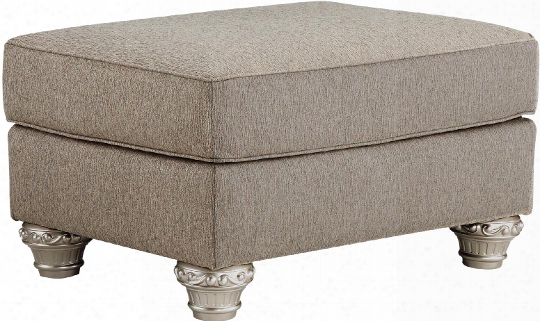 Gailian Collection 1690114 33" Ottoman Fabric Upholstery Piped Stitching Detail And Decorative Turned Bun Feet In