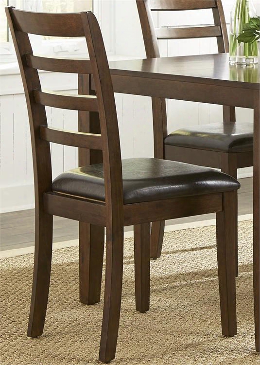 Hampton Collection 32-c2002s 39" Side Chair With Ladder Back Black Vinyl Upholstery And Tapered Legs In Russet