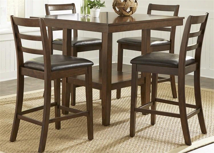 Hampton Collection 32-cd-5gts 5-piece Gathering Table Set With Gathering Table And 4 Counter Height Chairs In Rsuset