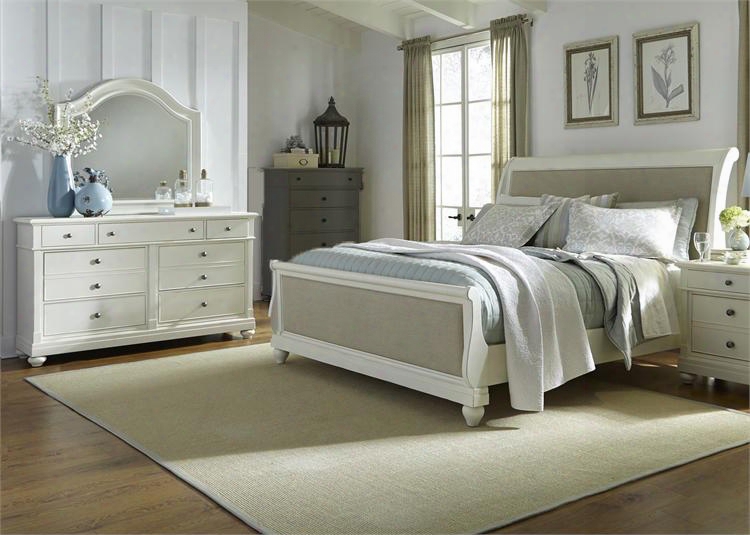 Harbor View Ii Collection 631-br-ksldm 3-piece Bedroom Set With King Sleigh Bed Dresser And Mirror In Linen
