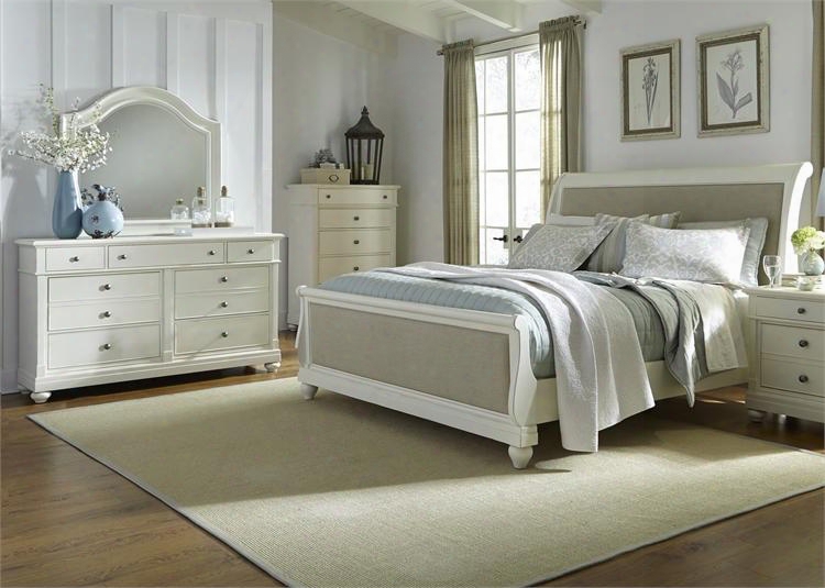 Harbor View Ii Collection 631-br-qsldmc 4-piece Bedroom Set With Queen Sleigh Bed Dresser Mirror And Chest In Linen