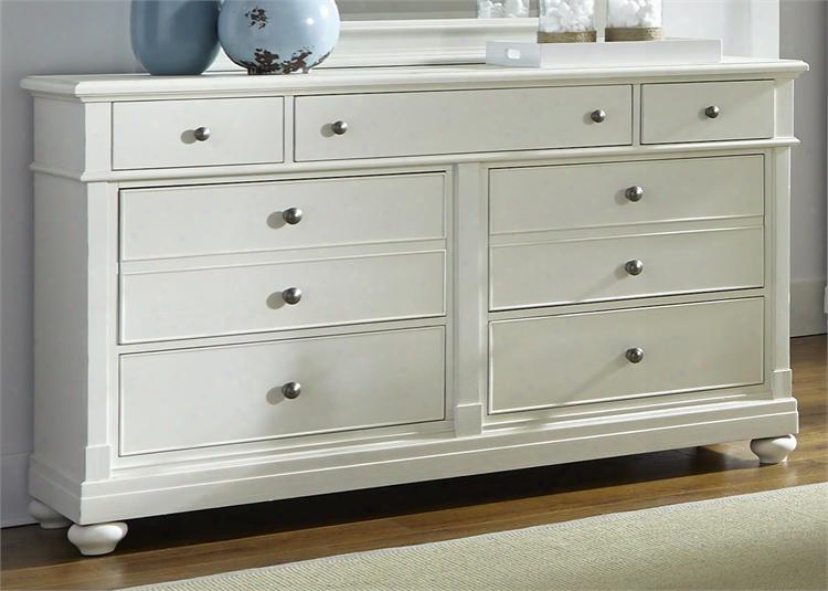 Harbor View Ii Collection 631-br31 66" Dresser With 7 Drawers Full Extension Drawer Glides And Bead Molding In Linen