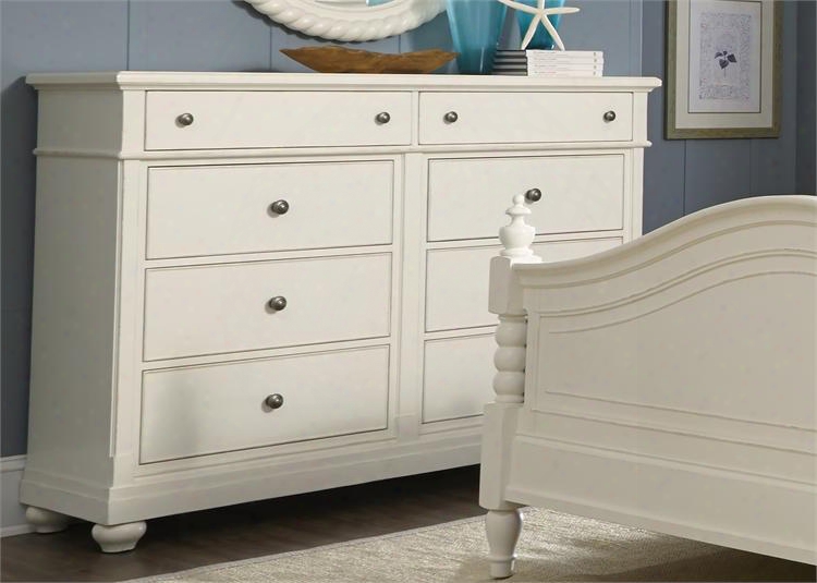 Harbor View Ii Collection 631-br32 62" Bureau With 8 Drawers Full Extension Drawer Glides And Bead Molding In Linen