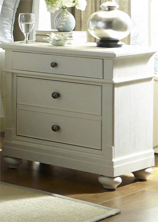 Harbor View Ii Collection 631-br61 28" Night Remain With 2 Drawers Full Extension Drawer Glides And Bead Molding In Linen