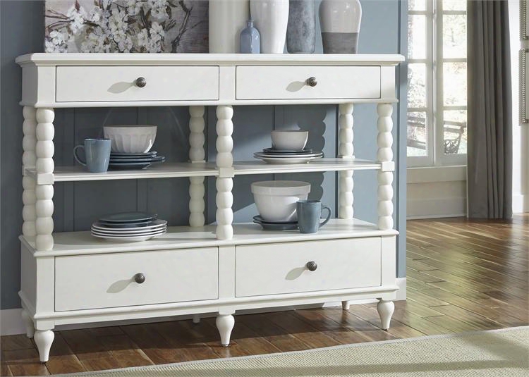 Harbor View Ii Collection 631-sb5844 58" Sideboard With 4 Drawers Open Shelves And Full Extension Drawer Glides In Linen