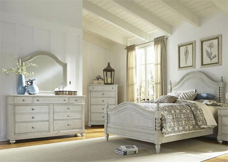 Harbor View Iii Colllection 731-br-kpsdmc 4-piece Bedroom Set With King Poster Layer Dresser Mirror And Chest In Dove Gray