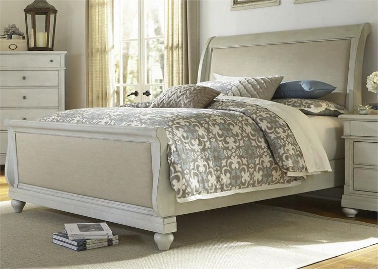 Harbor View Iii Collection 731-br-ksl King Sleigh Bed With Bun Feet Distressed Finish And Bolt-on Rail System In Dove Gray