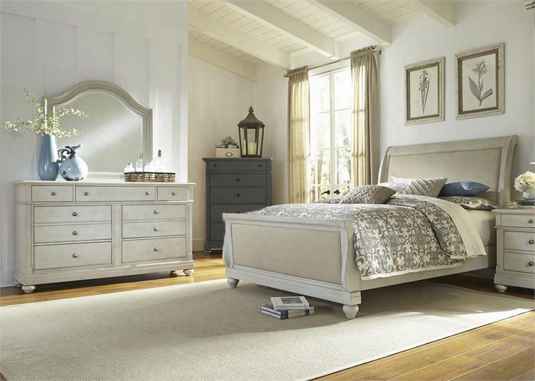 Harbor Vieew Iii Collection 731-br-ksldm 3-piece Bedroom Set With King Sleigh Bed Dresser And Mirror In Dove Gray