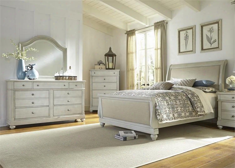 Harbor View Iii Collection 731-br-ksldmc 4-piece Bedroom Set With King Sleigh Bed Dresser Mirror And Chest In Dove Gray