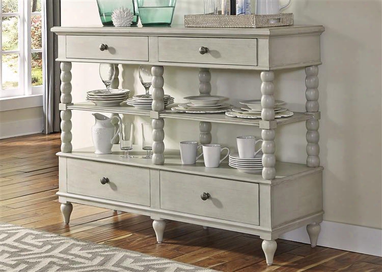Harbor View Iii Collection 731-sb5844 58" Sideboard With 4 Drawers Open Shelves And Full Extension Drawer Glides In Dove Gray
