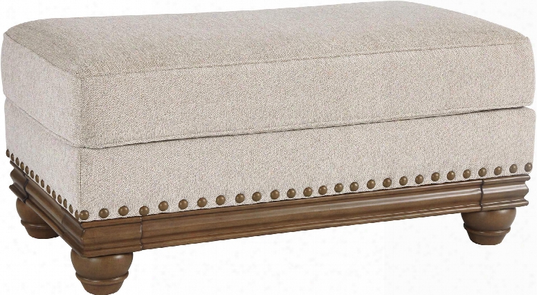 Harleson Collection 1510414 43" Ottoman With Fabric Upholstery Piped Stitching Detail Nail Hed Trim And Abrupt Bun Feet In