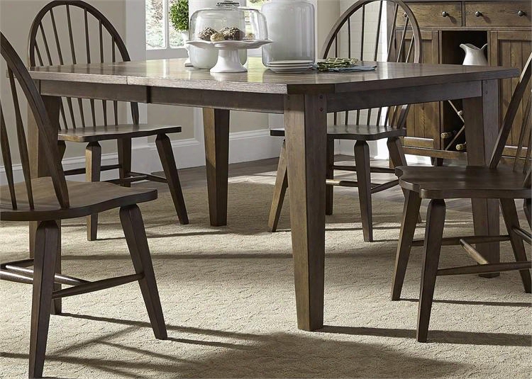 Hearthstone Collection 382-t4408 72" - 108" Rectangular Dining Table With Two 18" Extension Leavves Tapered Legs And Planked Accents In Rustic Oak