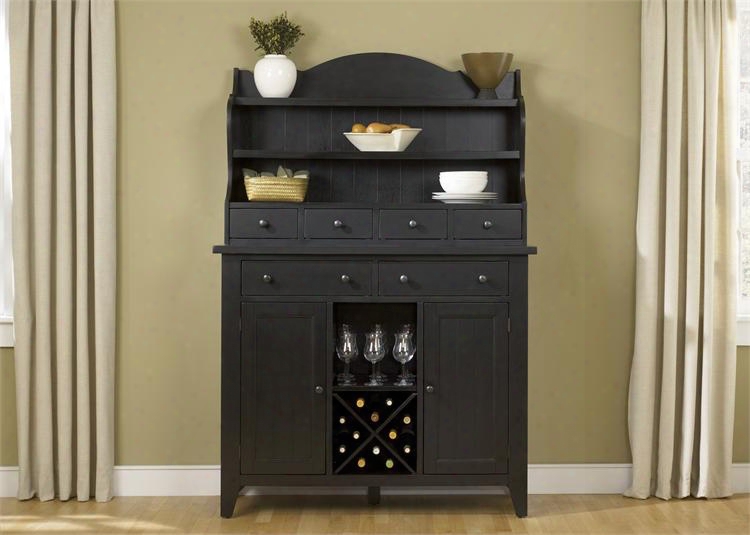 Hearthstone Collection 482-dr-sh 50" Server And Hutch With Wine Rack 6 Drawers And 2 Doors In