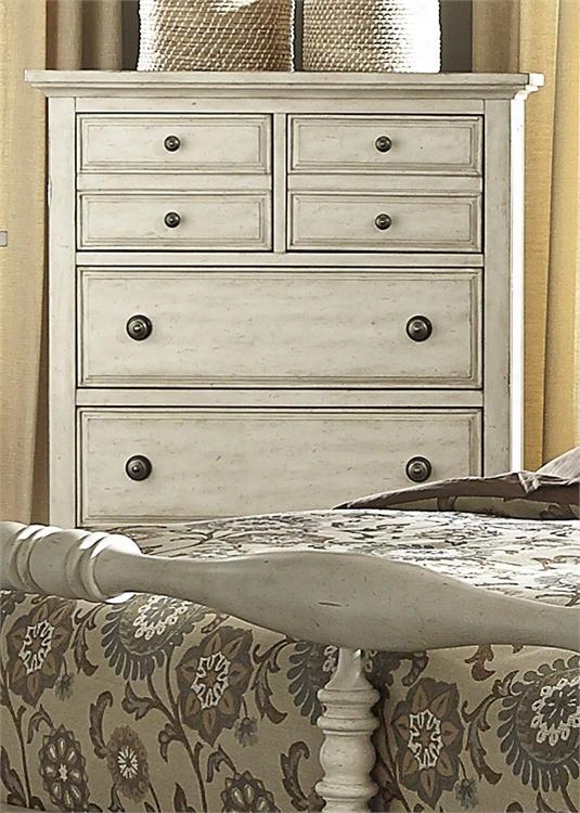 High Country Collection 697-br41 38" Chest With 5 Drawers Full Extension Glides And Bun Feet In White