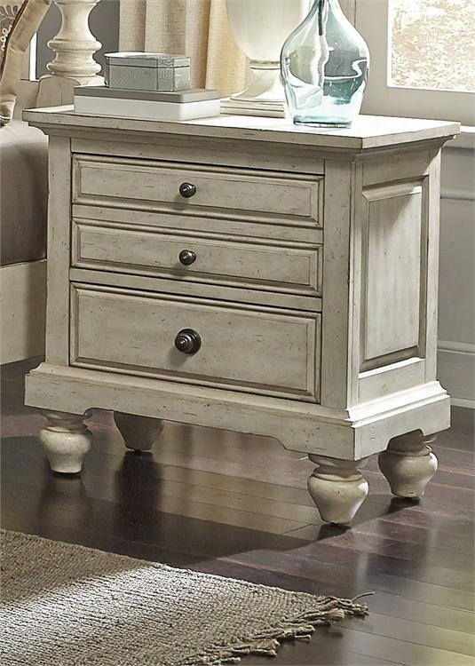 High Country Collection 697-br61 28" Night Stand With 3 Drawers Full Extension Glides And Bun Feet In White