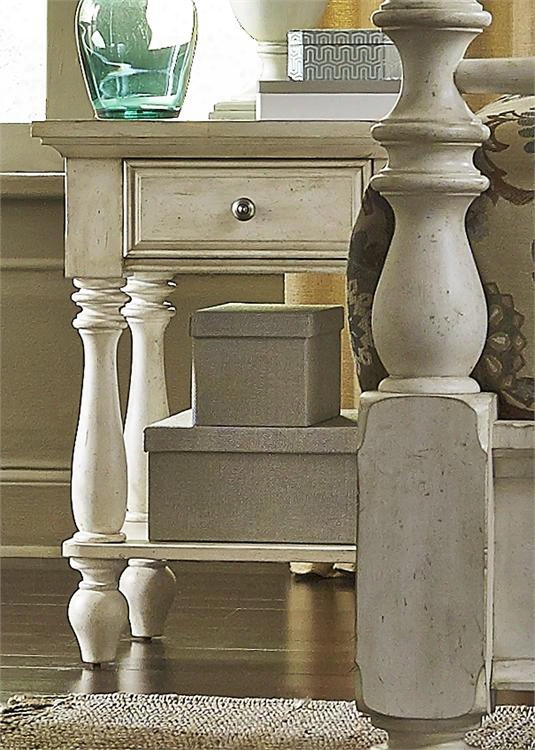 High Country Collection 697-br62 22" Leg Night Stand Wwith Drawer Bottom Sehlf Full Extension Glides And Bun Feet In White
