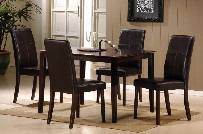 Jaspel Collection 70045set 5 Pc Dining Room Set With Dining Table + 4 Side Chairs In Dark Wenge